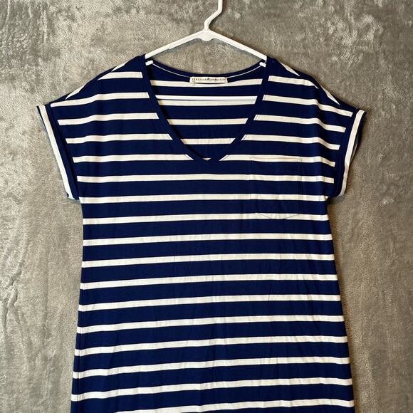 Peruvian Connection Newport Maxi Striped Short Sleeve Dress Sz Small - Picture 2 of 7